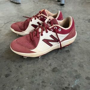 NEW BALANCE 3000V5 METAL LOW MAROON/WHITE BASEBALL CLEATS SIZE 9.5